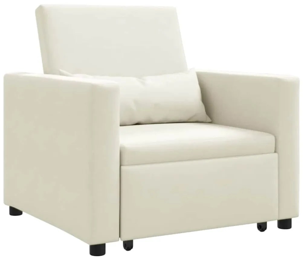 Egyszemélyes kanapéágy kerekekkel Krém 90 x 165 x 87 cm Bársony