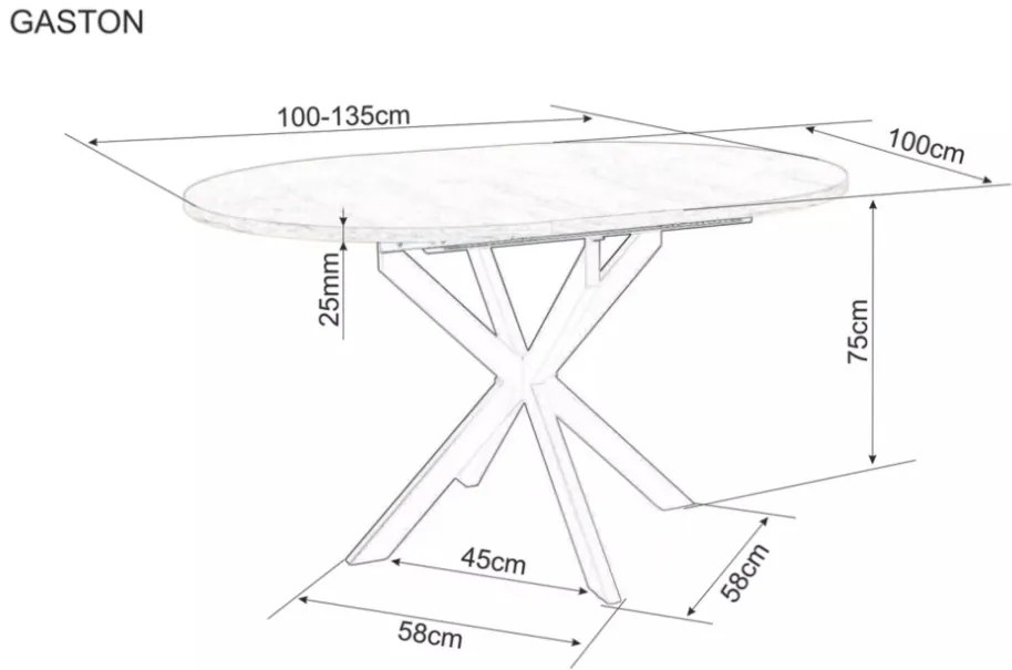 Gaston bővíthető étkezőasztal 100-135cm