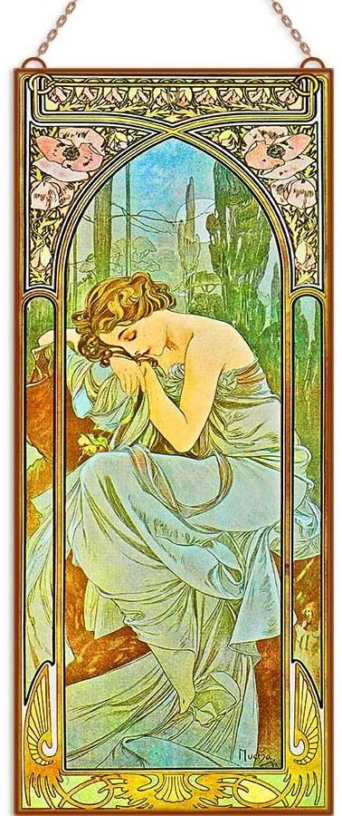 Alfons Mucha - Éjszakai pihenés üvegkép, falikép
