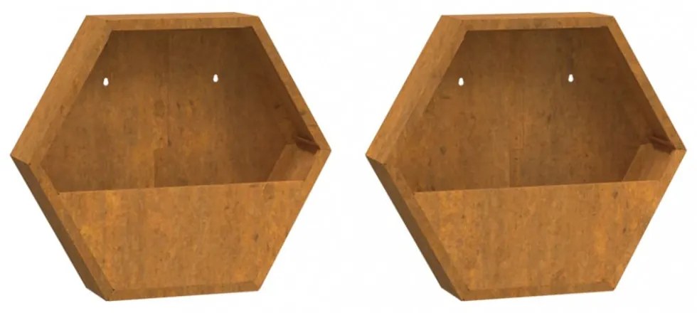 2 db rozsda színű corten acél fali növénytartó 46 x 10 x 40 cm