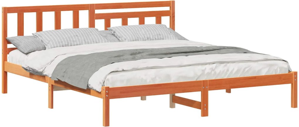 vidaXL Ágykeret fejtámlával Faggyú barna 180 x 200 cm Tömör fenyőfa