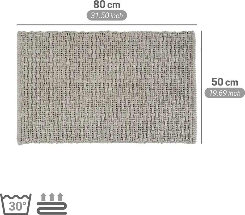 Szürke textil fürdőszobai kilépő 50x80 cm Ecoli – Wenko