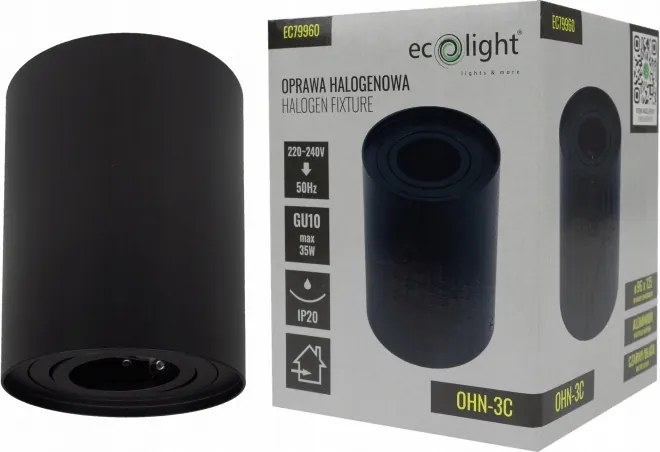 Mennyezeti spot lámpa állítható Fekete kerek spot 12cm Ecolight
