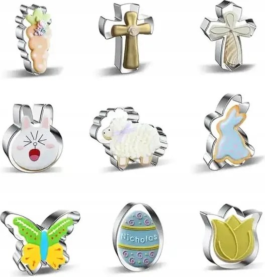 Sütemény lyukasztó formák Húsvét 9db-os nyuszi húsvéti bárány