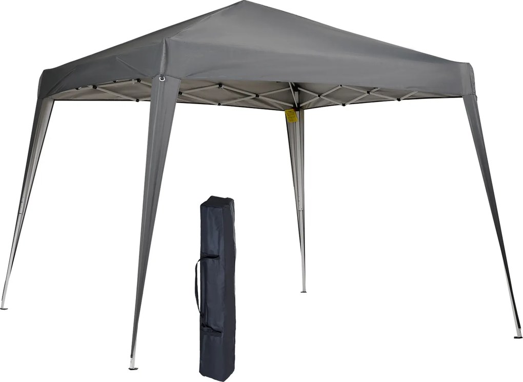Outsunny 2,4x2,4m Összecsukható Pavilon UV Védelemmel, Party Sátor Képzőtáskával Kerthez, Balkonohoz, Acélszürke | Aosom