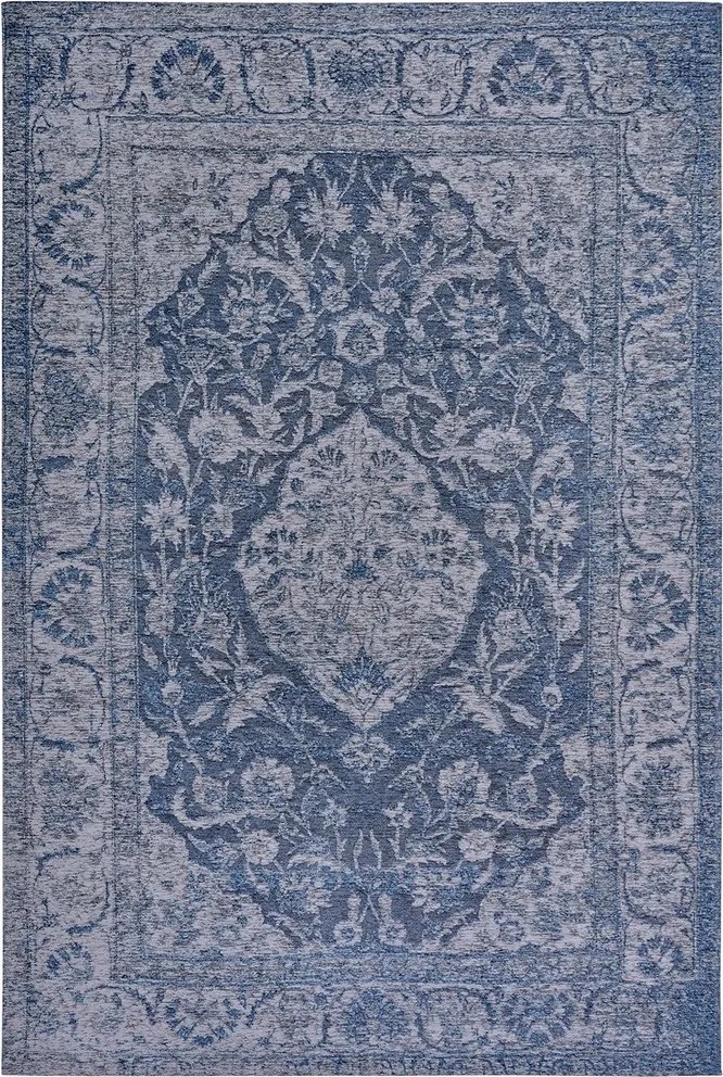 Nappali szőnyeg 200x285cm, zsenília mintás klasszikus kék, lapos szövésű