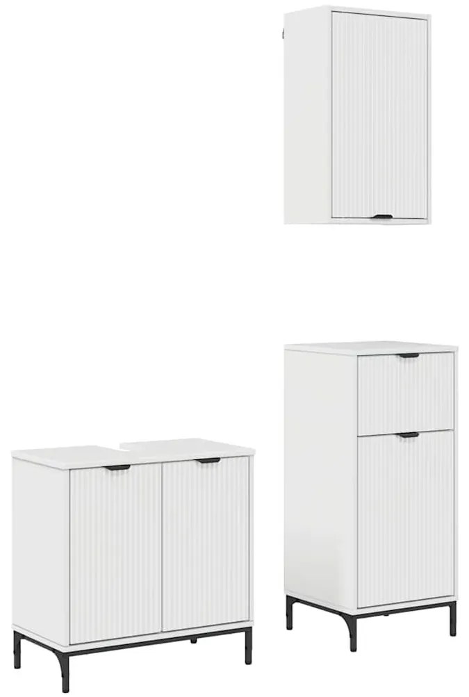 Fürdőszoba bútor szett 3 pcs Magasfényű fehér 39.5 x 36 x 88 cm