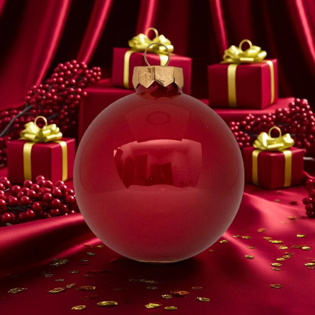 Cherry üveg karácsonyi gömb szett piros 6*8cm