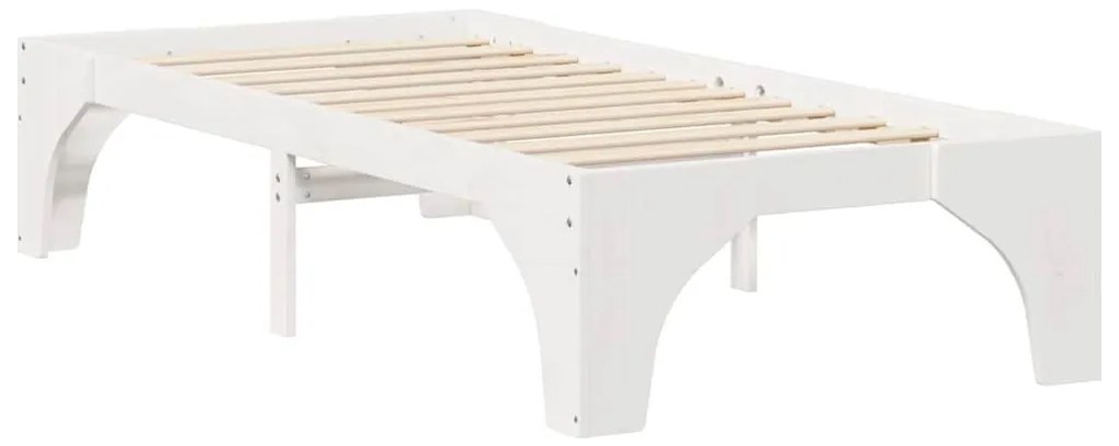 Földi ágykeret tárolóval Fehér 100 x 200 cm Tömör fenyőfa