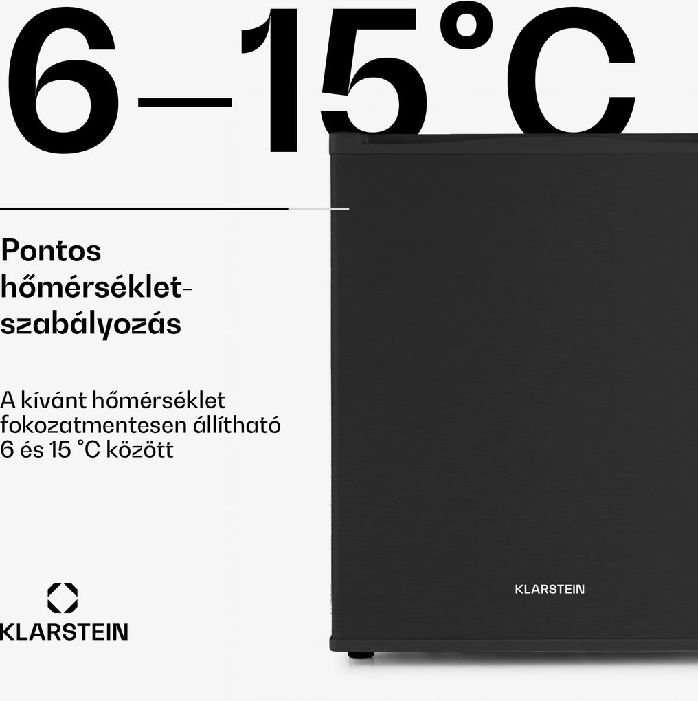 Klarstein Happy Hour 40, mini hűtőszekrény, 40 liter, 5 -15°C, csendes, 23dB, LED világítás, fekete