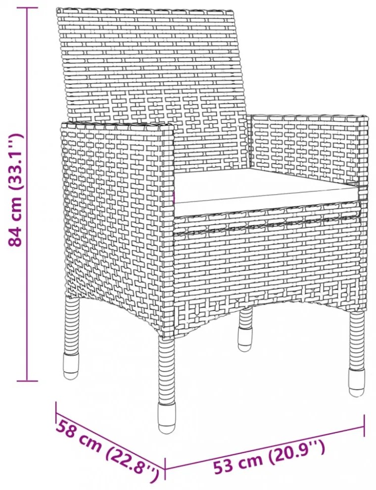 3 részes bézs kerti polyrattan étkezőgarnitúra