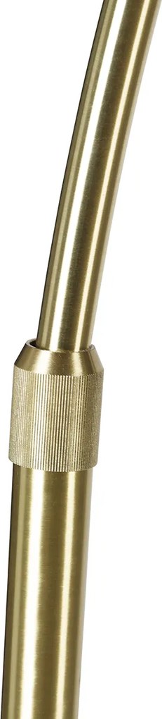 Sárgaréz ívlámpa dupla bársonyernyővel, levélmintával és bézs színben - XXL