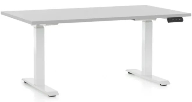 Állítható magasságú asztal OfficeTech C, 140 x 80 cm, fehér alap, világos szürke