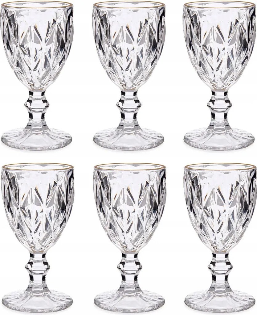 Vízpoharak Üveg Arany Teherbírás Kapacitás 254 ML 6 db-os szett