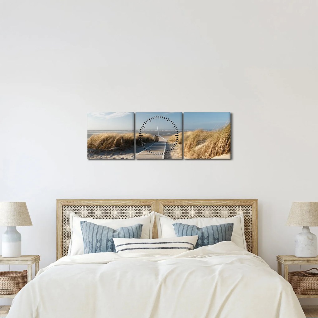 Kép - Homokos strand Langeoog szigetén, Németországban (órával) (90x30 cm)