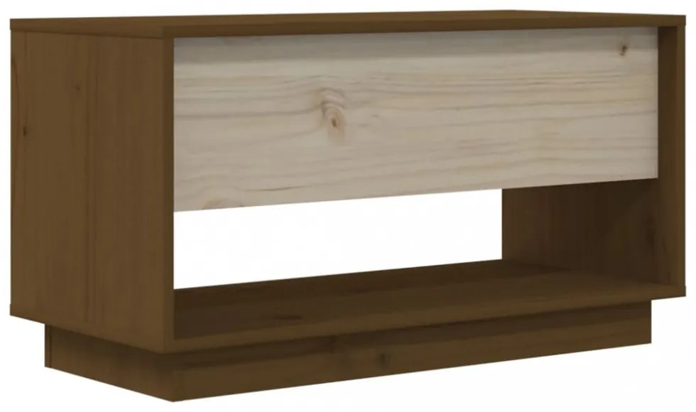 mézbarna tömör fenyőfa TV-szekrény 74 x 34 x 40 cm