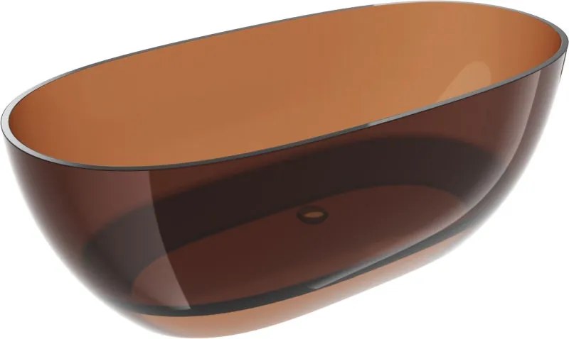 Mexen Pure earth szabadon álló áttetsző kád 170 x 80 cm, krómozott leeresztő - 58071708005