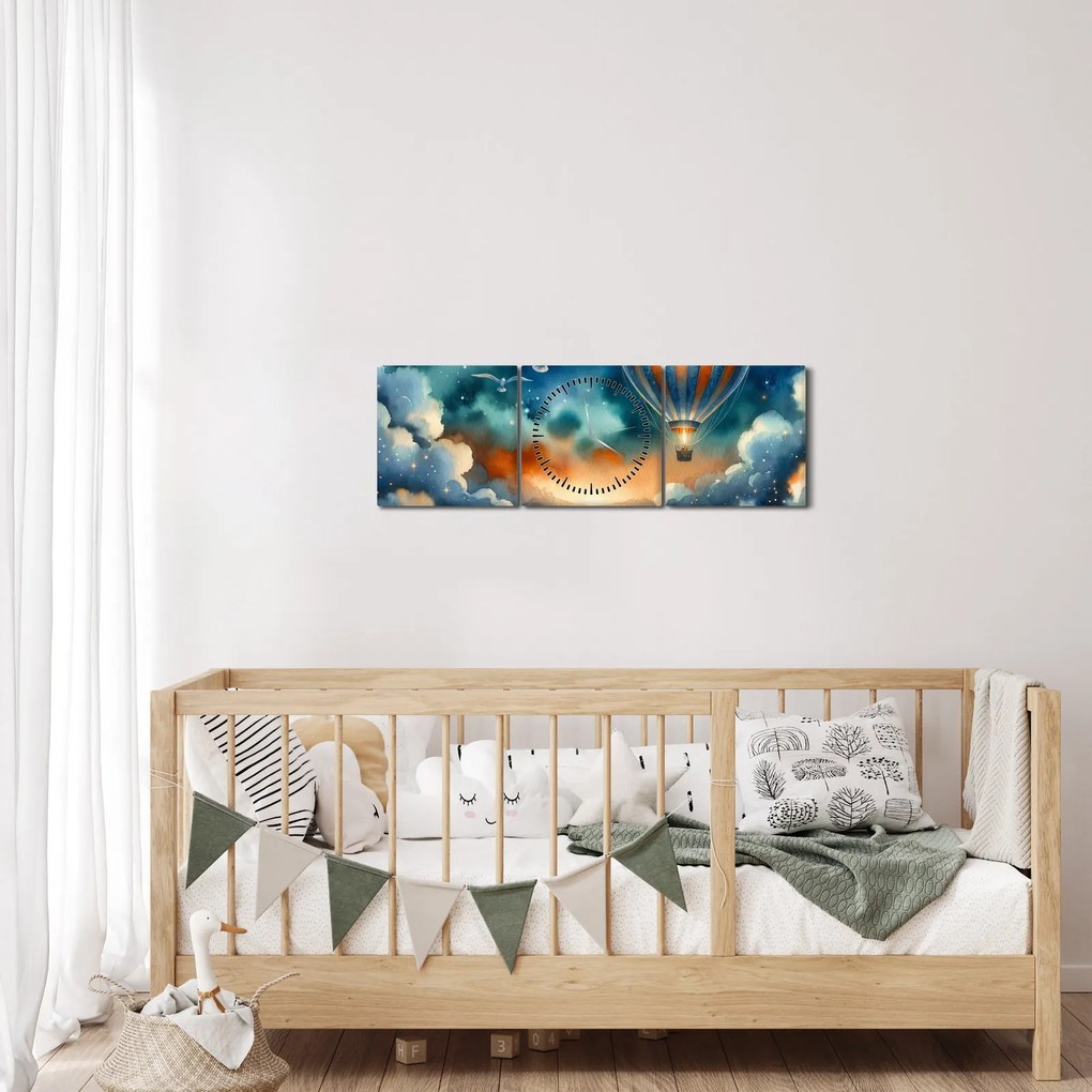 Kép - Repülés az éjjeli ég alatt (órával) (90x30 cm)