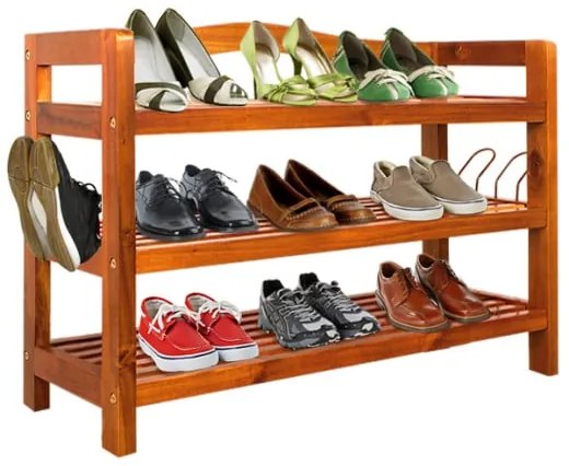 Casaria® Akácfa cipőtartó állvány - 3 szintes