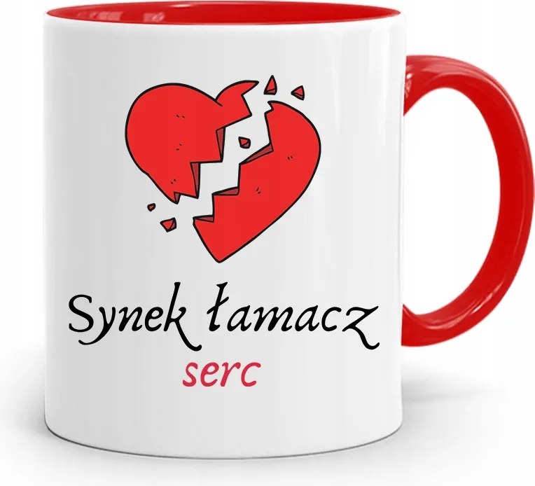 Piros Ajándék Bögre Fiúnak Szívtörő nyomott mintával