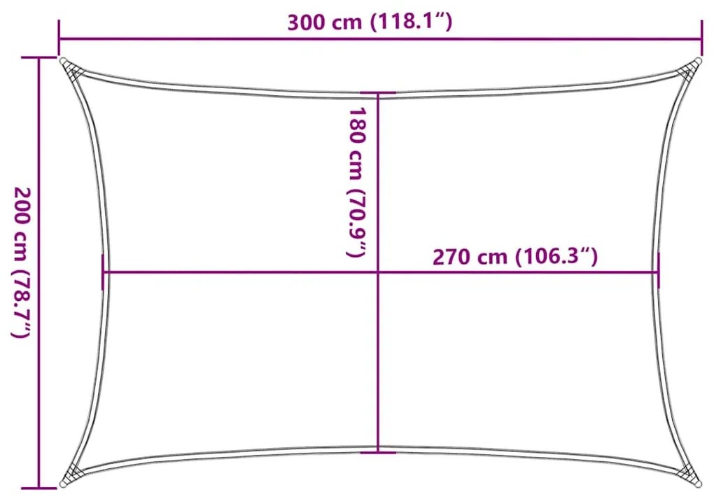 fehér HDPE napvitorla 160 g/m² 2 x 3 m