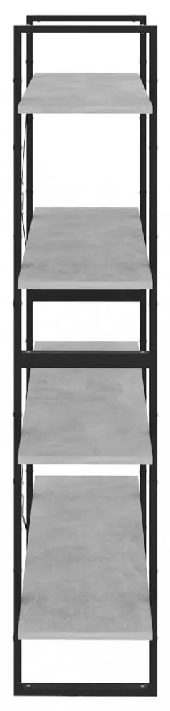 négyszintes betonszürke szerelt fa könyvszekrény 100x30x140 cm