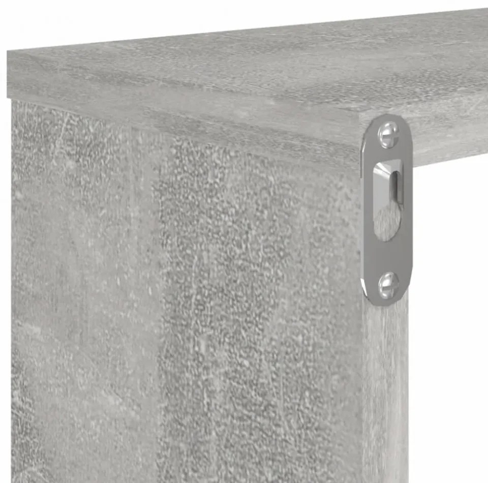 2 db betonszürke szerelt fa fali kockapolc 80 x 15 x 26,5 cm