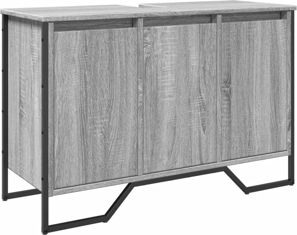 vidaXL szürke sonoma szerelt fa fürdőszobai mosdószekrény 91x35x60 cm