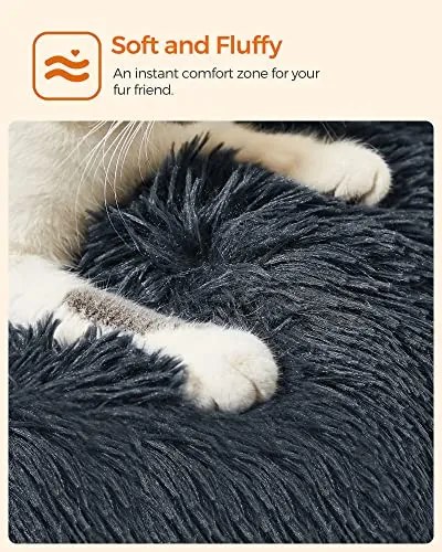 Kutyafekhely bolyhos puha kör alakú, 60 cm, sötétszürke