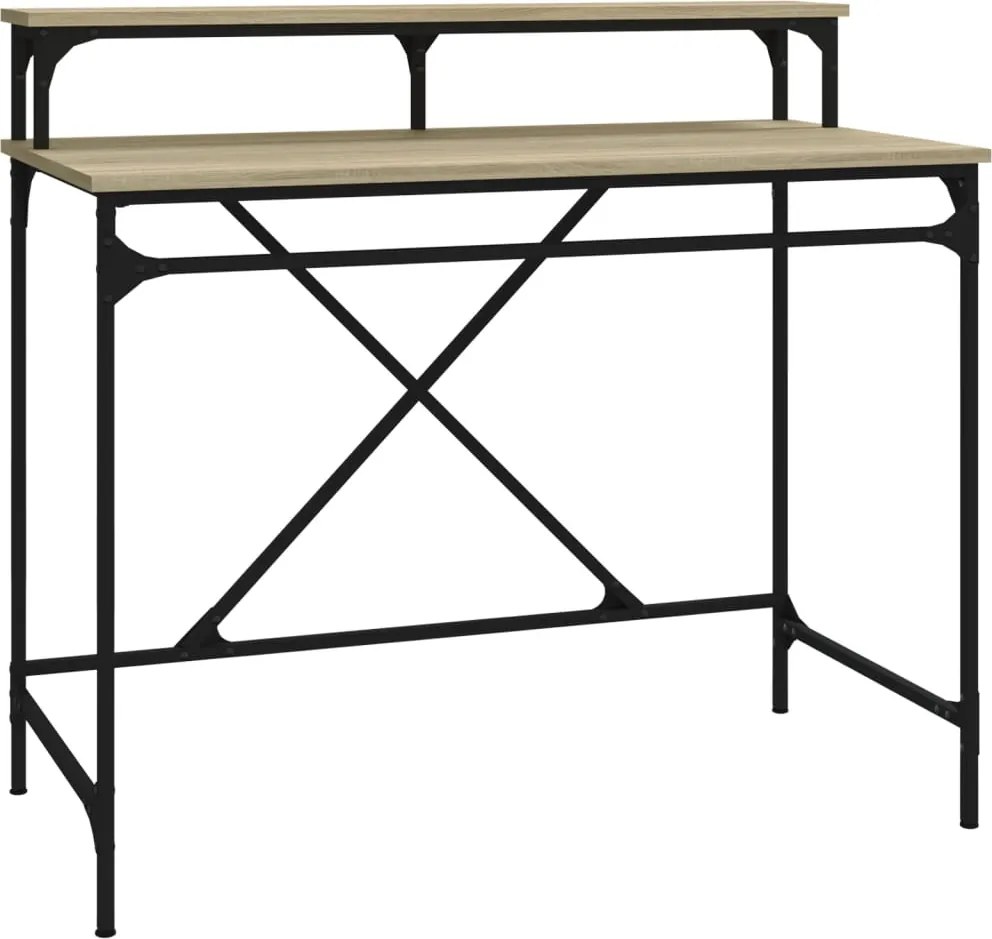 vidaXL sonoma tölgyszínű szerelt fa és vas íróasztal 100 x 50 x 90 cm