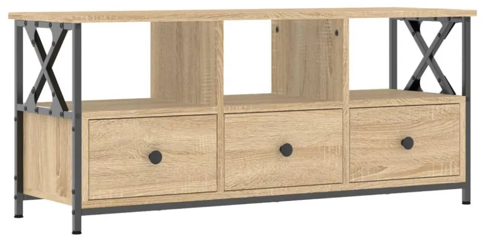 sonoma tölgyszínű szerelt fa és vas TV-szekrény 102x33x45 cm