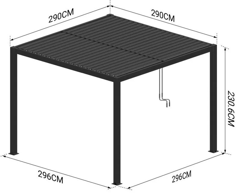 Alumínium bioklimatikus pergola lamellákkal 3 x 3 M