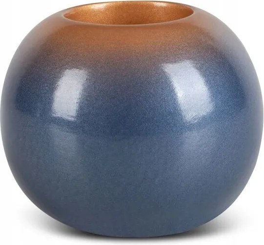 Dekorációs gyertyatartó Nessa 10x9 gömb kék, arany ombre hatású