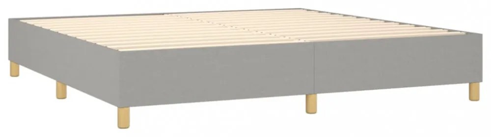 világosszürke szövet rugós és LED-es ágy matraccal 200x200 cm