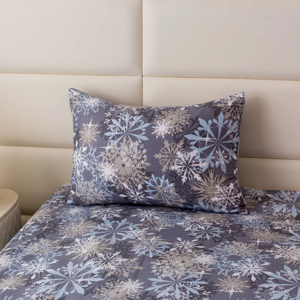 Mikroszálas párnahuzat SNOWFLAKE 50x70 cm, kékesszürke