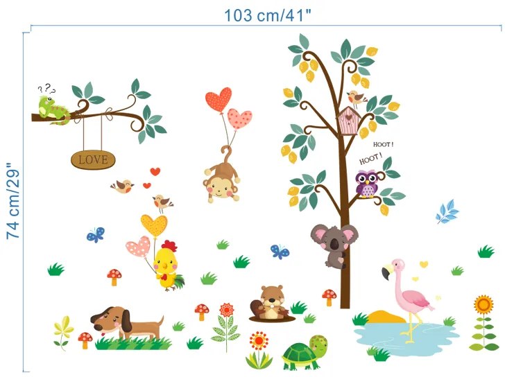 PIPPER | Falmatrica"Fa állatokkal 2" 103x74 cm