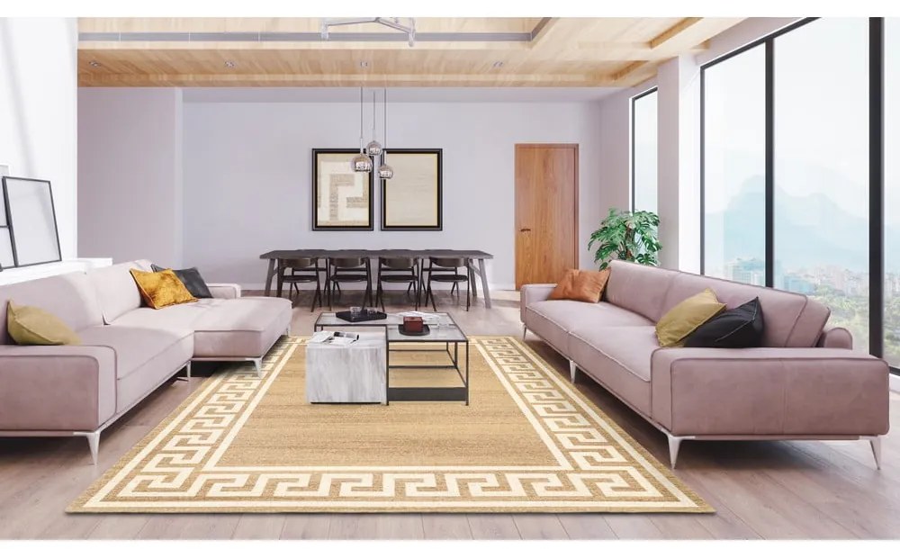 Világosbarna gyapjú szőnyeg 133x180 cm Cesar – Agnella