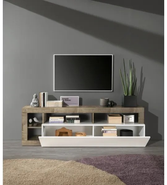 LENOR TV-állvány fehér/barna