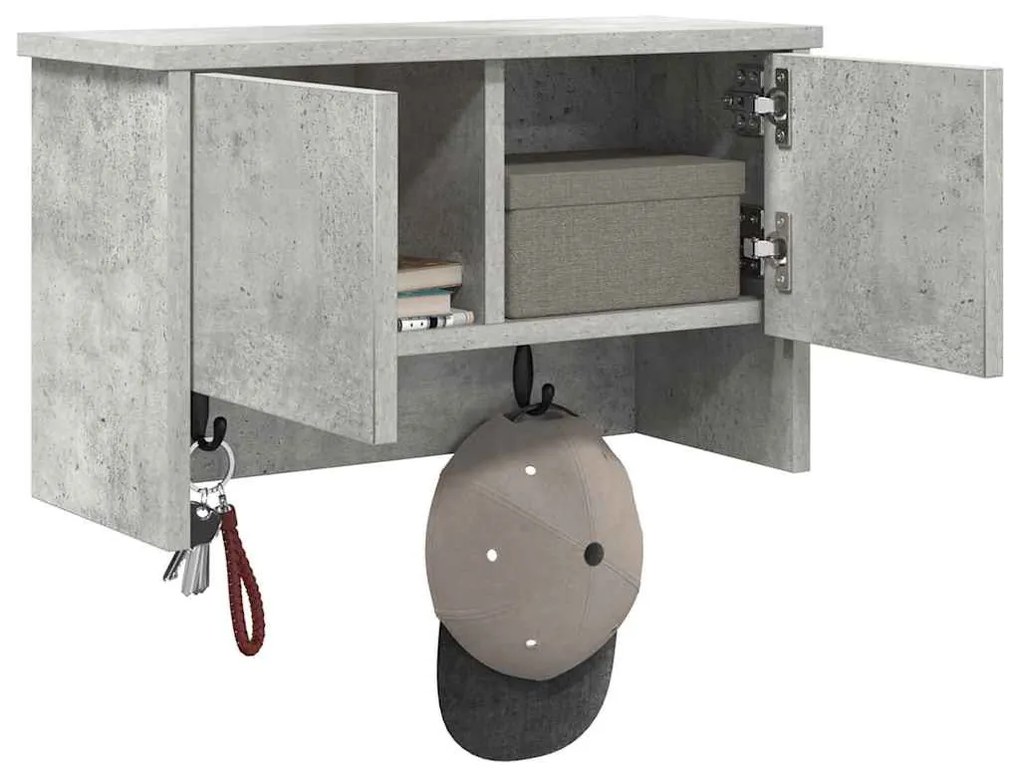 Fali Kabáthorog polcokkal Beton szürke 50 x 20 x 30 cm Faanyag