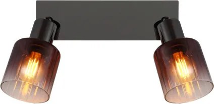 Globo 54313-2 Spotlámpa fém fekete-króm, réz színű/átlátszó színátmenetes üveg búra, HxSzxM: 250x80x180mm, 2x E14 40W 230V izzók nélkül