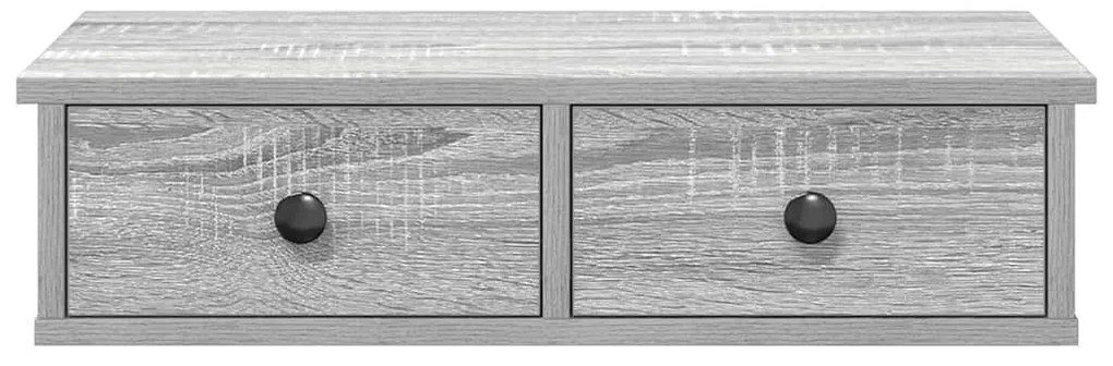 Falipolc fiókokkal szürke sonoma 60x25x15 cm műszaki fa