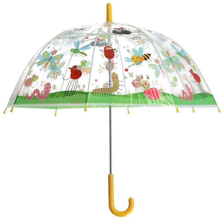 Átlátszó gyerek esernyő, rovarok, apró állatok mintával