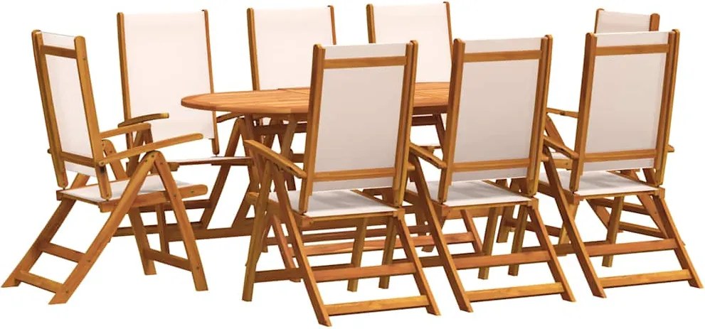 vidaXL 9 részes tömör akácfa és textilén kerti étkezőgarnitúra