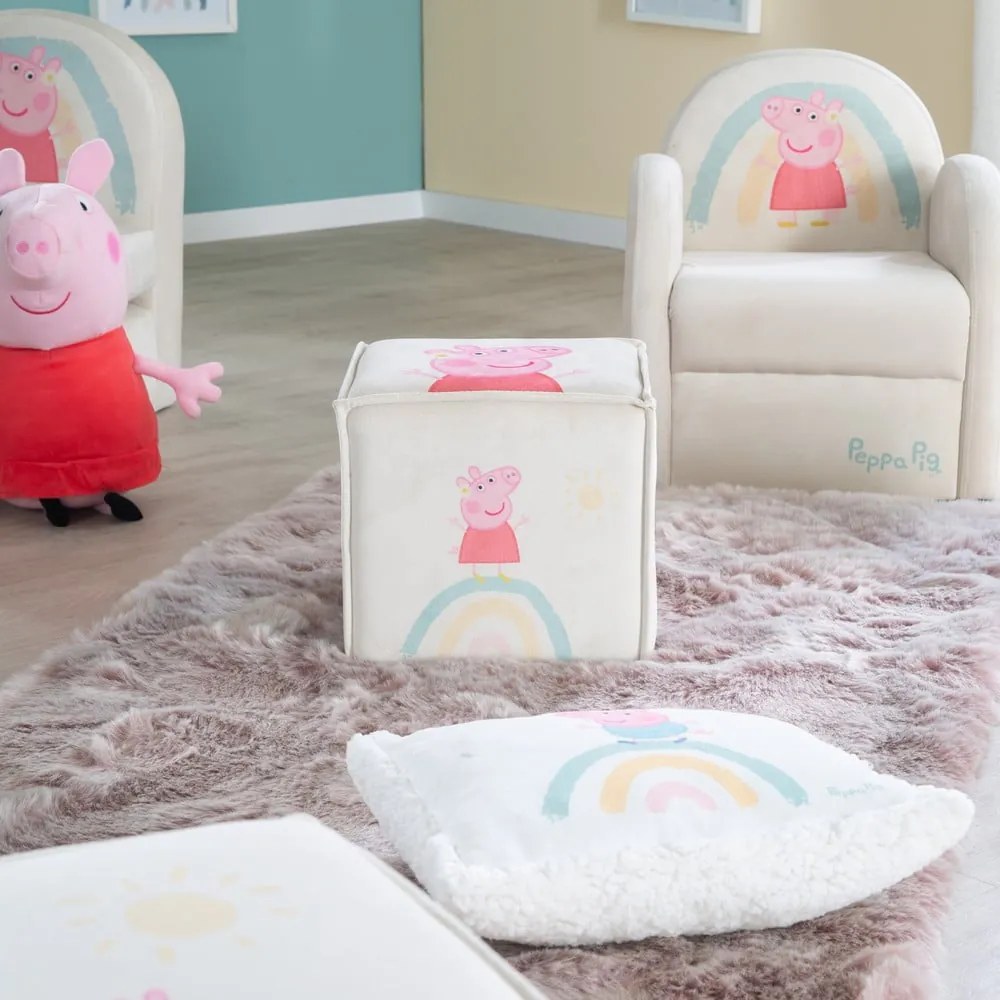 Fehér bársony gyerek puff Peppa Pig – Roba