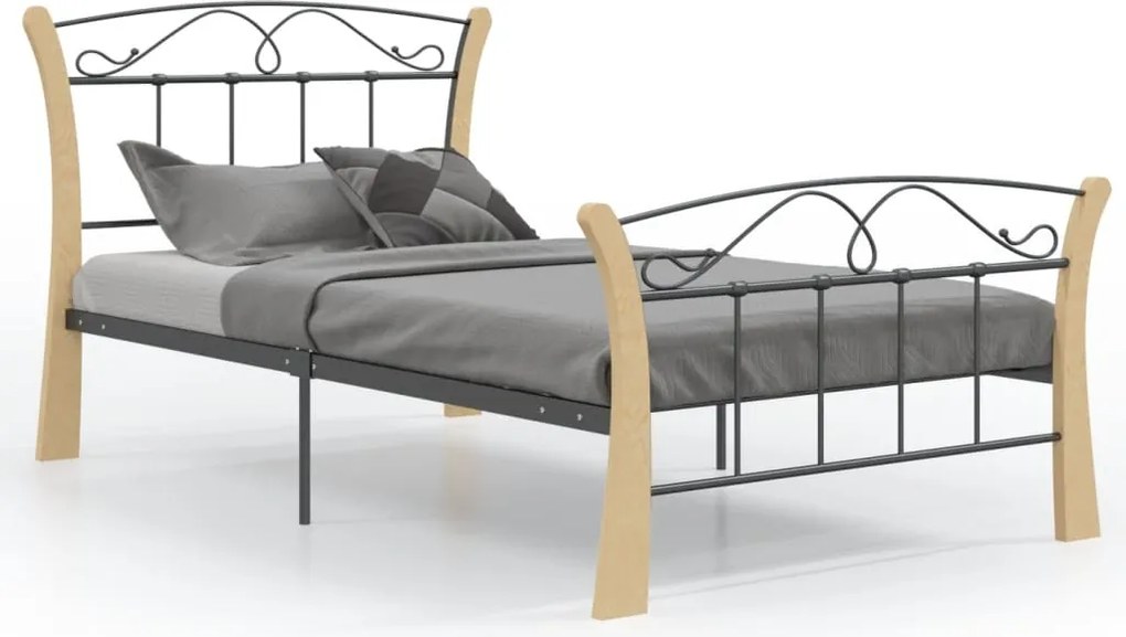 vidaXL fekete fém ágykeret 100 x 200 cm