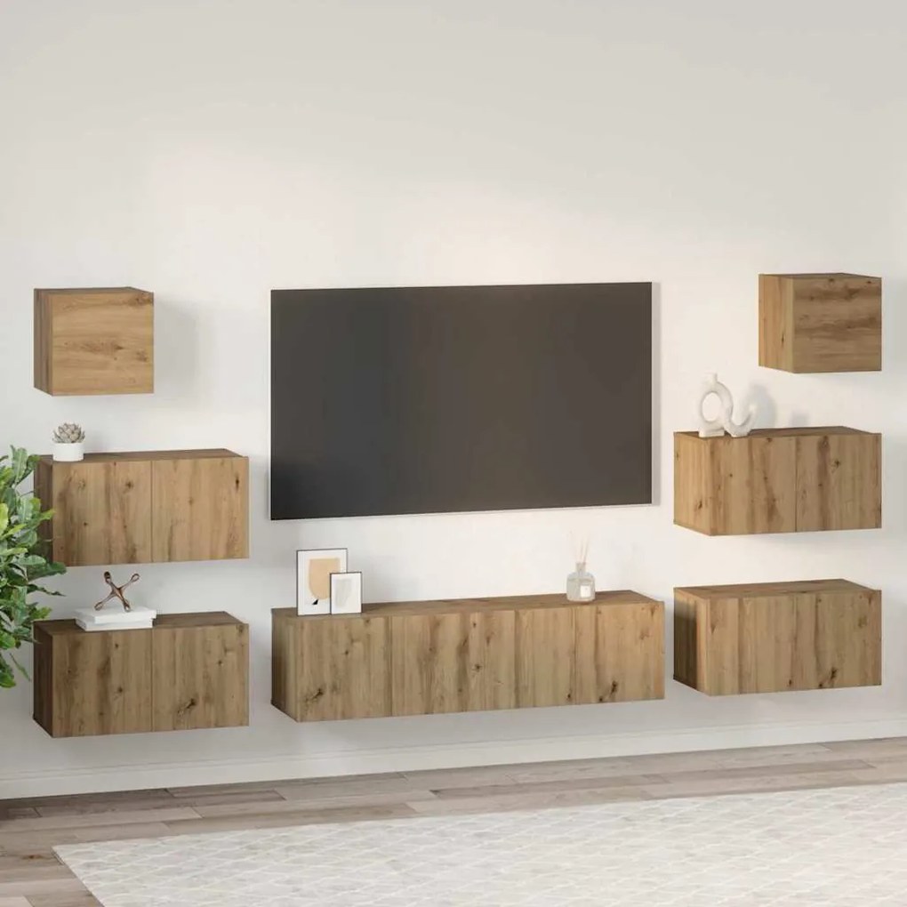 TV szekrény garnitúra 8 pcs kézműves tölgy 60 x 30 x 30 cm