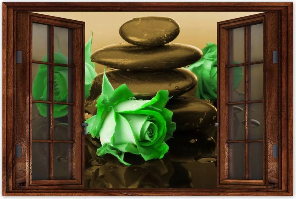 Poszterek 120x80 Zöld rózsák bronzban