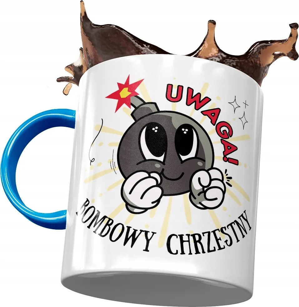 Kék Bögre Keresztelő Bácsi Ajándék Nyomtatott Fotóval