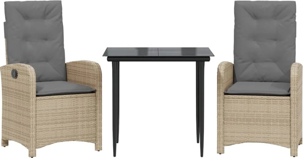 vidaXL 3 részes vegyes bézs polyrattan kerti étkezőgarnitúra párnákkal