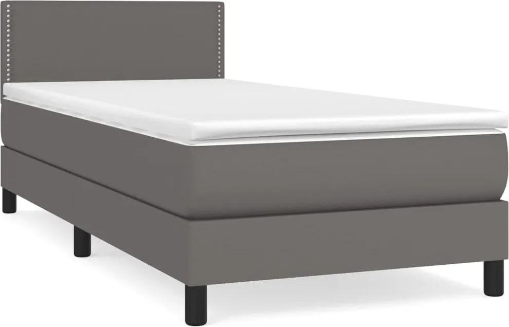 vidaXL szürke műbőr rugós ágy matraccal 100 x 200 cm